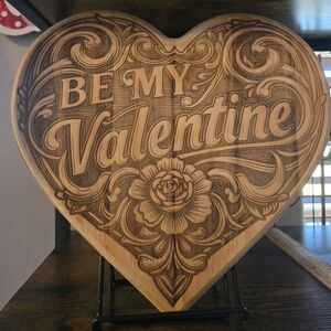 12 Inch Heart-Shaped Wooden Plaque, With stand.